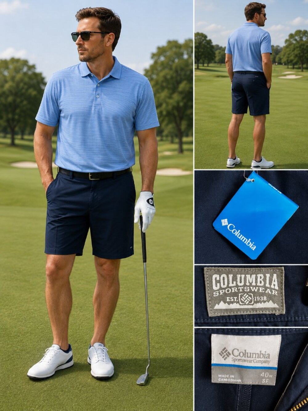 Columbia Men’s Navy Blue Golf Shorts Size 40 NWT Performance Casual